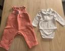 Ensemble salopette + body bébé fille 1mois