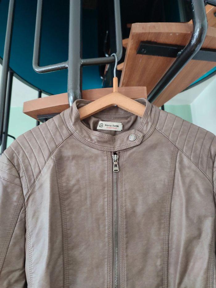 Veste en cuir marron beige vintage T2 nana belle - photo numéro 4