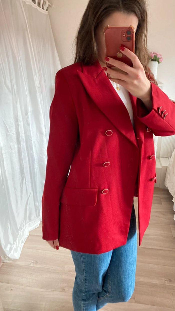 Blazer rouge long vintage - photo numéro 2