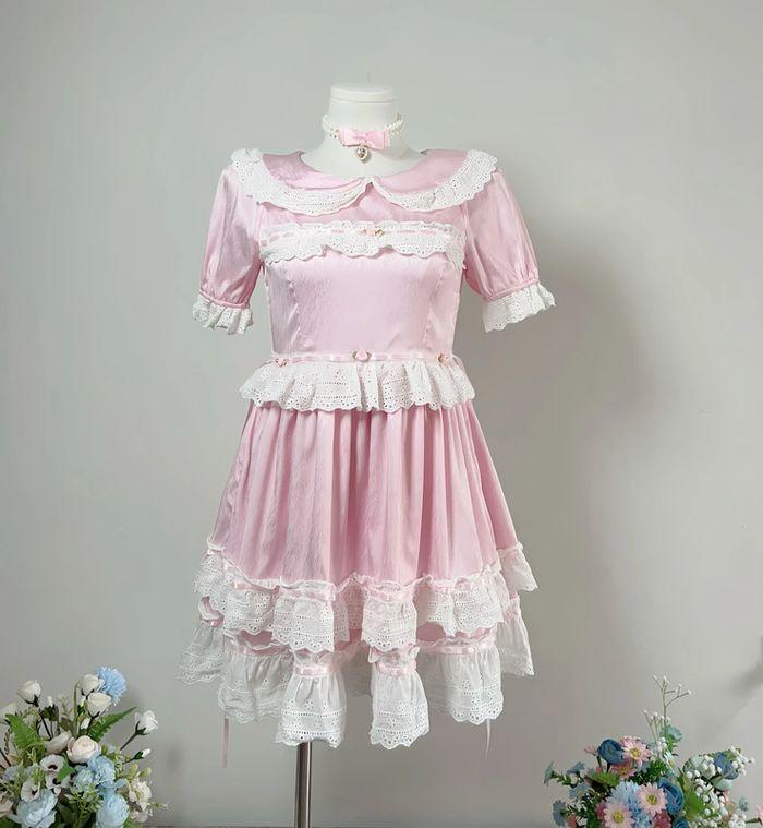 Dress Robe Pink Rose Princess Barbie Cute Kawaii Lolita Cosplay - photo numéro 4