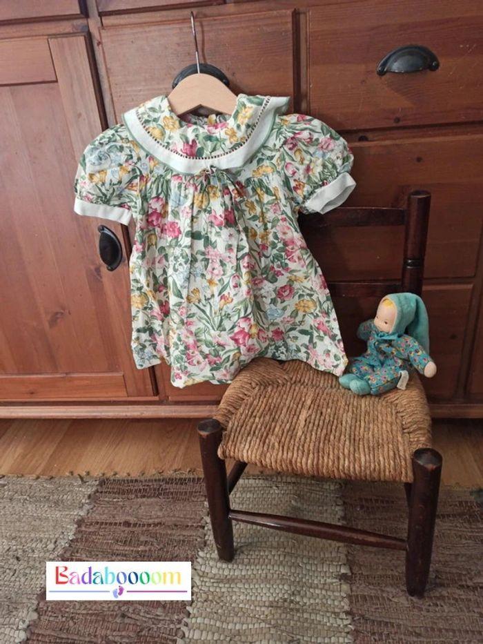 Robe bébé vintage tbe fleurs 3 mois - photo numéro 1