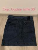 Jupe en jean bleu foncé poche devant et ceinture cop. Copine taille 38