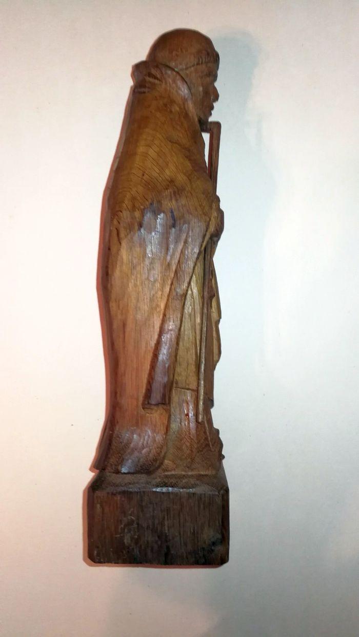 Statuette vintage en bois massif représentant l'abbé St Méen - photo numéro 8