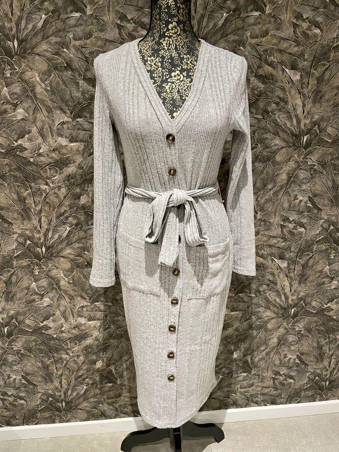 Robe pull midi gris chiné douce et élastique S - photo numéro 1