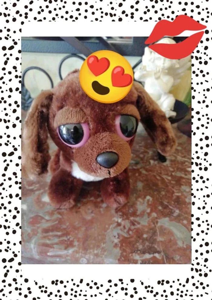 Peluche chien marron yeux roses - photo numéro 6