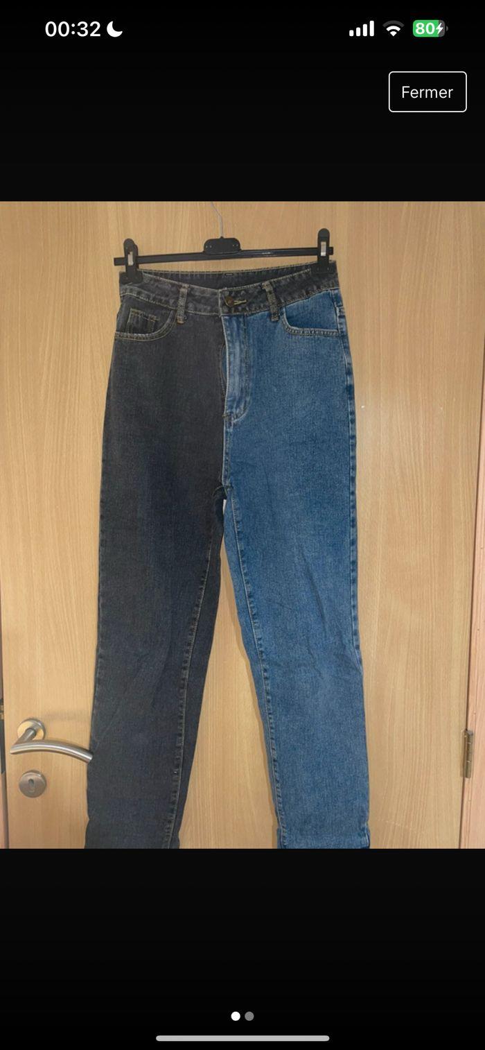 Jeans large bicolore - photo numéro 1