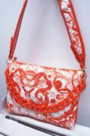 Sac à main/sac à bandoulière Orange/blanc Sac en tissu matelassé en simili cuir neuf