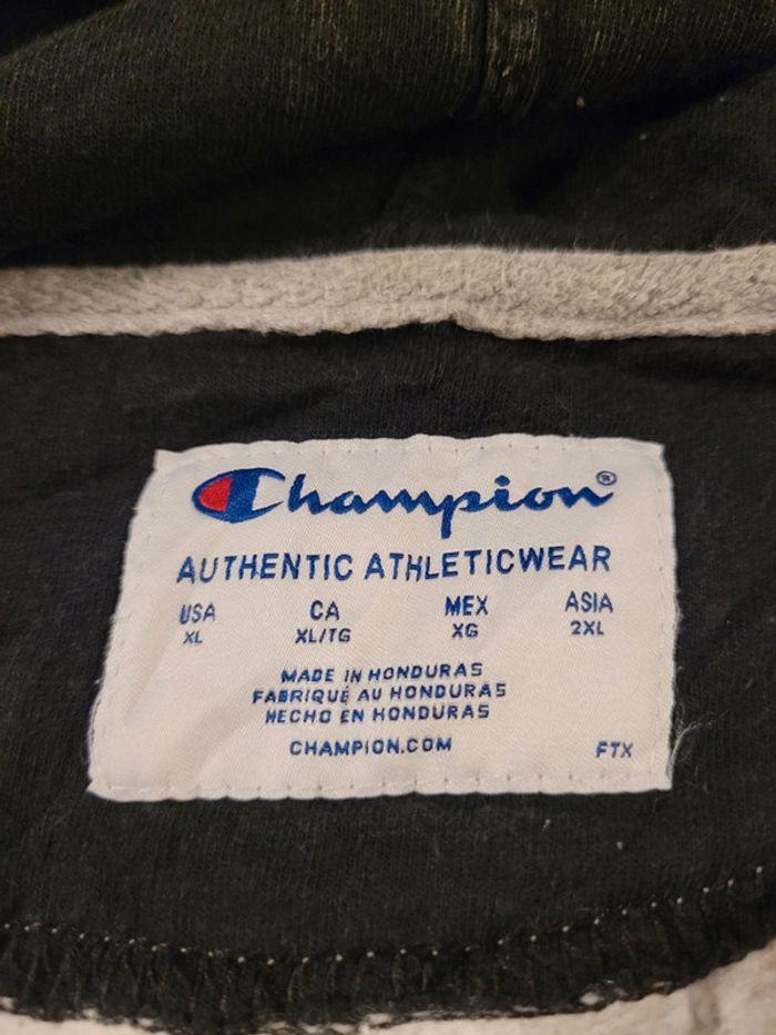 Sweat à capuche Zip Champion USA Taille XL Gris Logo Brodé - photo numéro 7