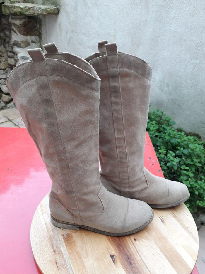 Bottes en Daim PU beige - photo numéro 1