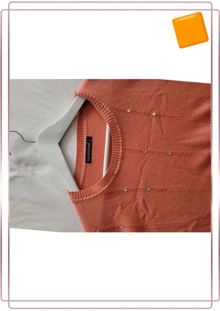 🌻Pull col rond taille M/L orange corail - photo numéro 8