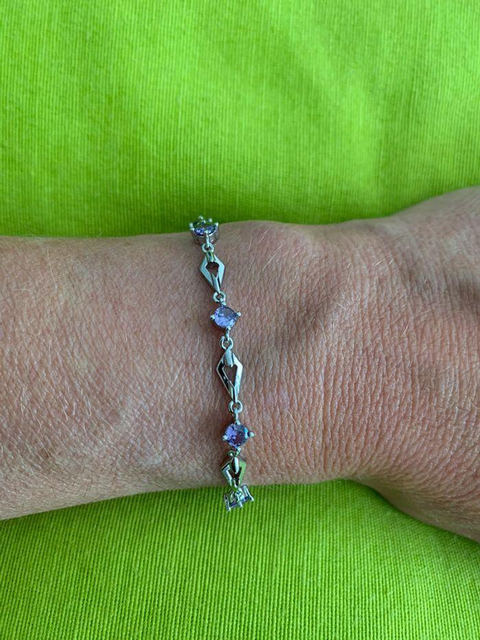 Bracelet fin losange violet en argent sterling 925 - photo numéro 1