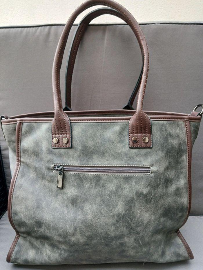 Sac fourre tout, couleur gris et beige - photo numéro 3