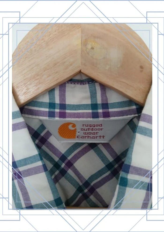 Chemise carhart L à carreaux bleu et mauve - photo numéro 3