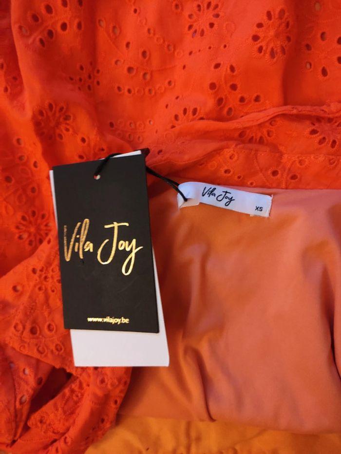 Chemise broderies orange Vila Joy Taille XS - photo numéro 7