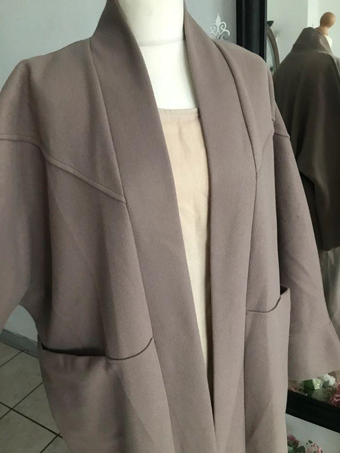 Manteau kimono laine façon cachemire taupe oversize 🌷 - photo numéro 9