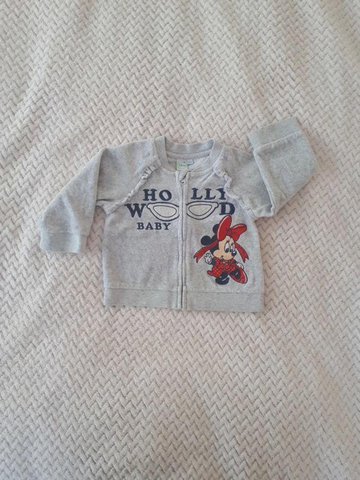 Gilet velours gris Minnie Disney 12 mois - photo numéro 1