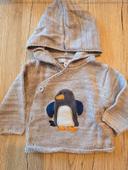 Veste gilet pingouin grise 3 mois bébé garçon