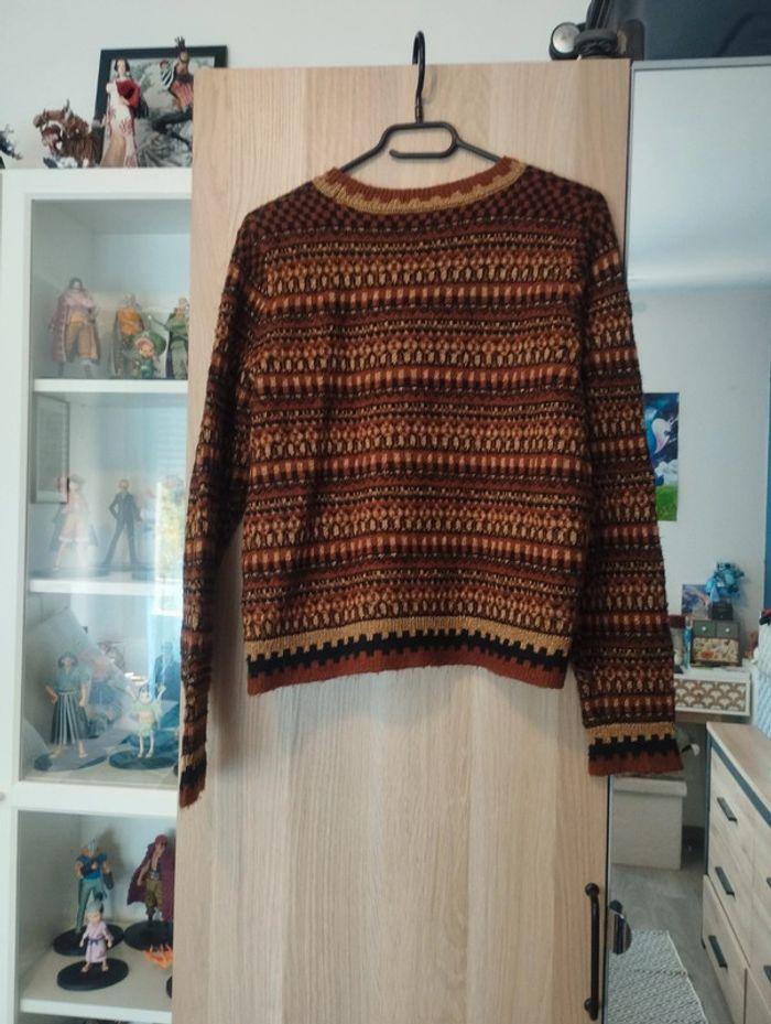 Pull noir marron beige en maille neuf Zara - Taille S 36 - photo numéro 4