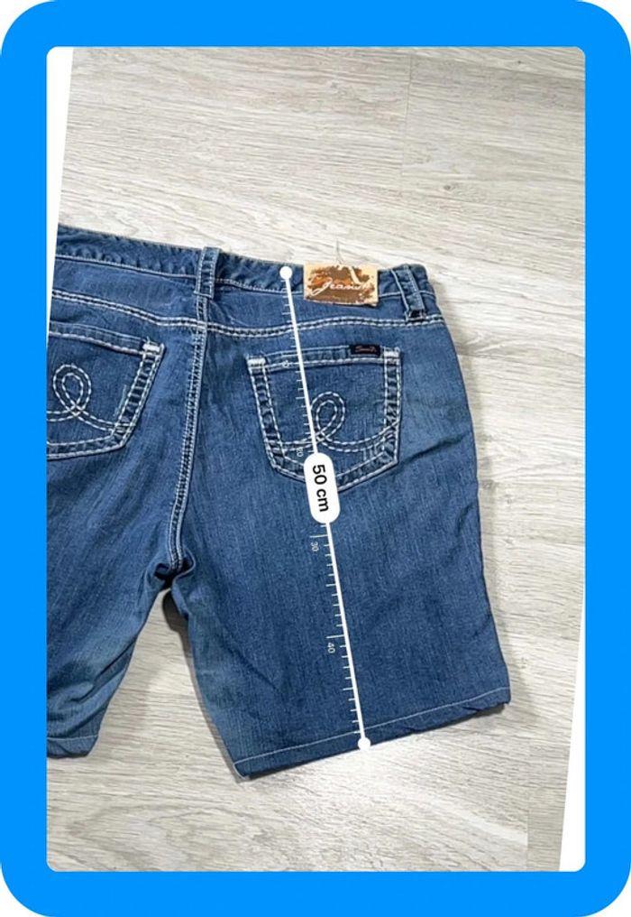 🩳 Short vintage brodé en jean Seven 7  Bleu Taille M 🩳 - photo numéro 4