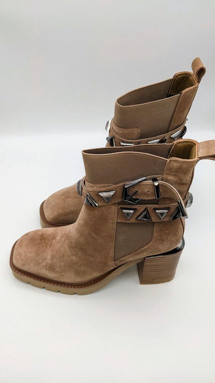 Bottines Alma en pena en daim talon carré 8,5cm taille 38 - photo numéro 2