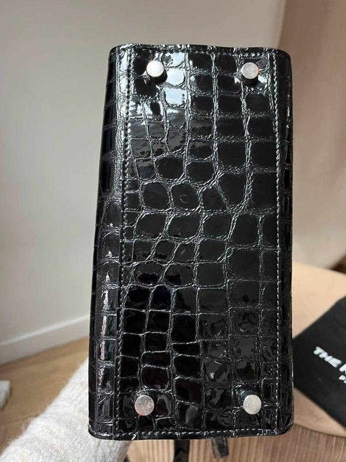 Sac bandoulière Ming en cuir vernis croco noir The Kooples Médium - photo numéro 9