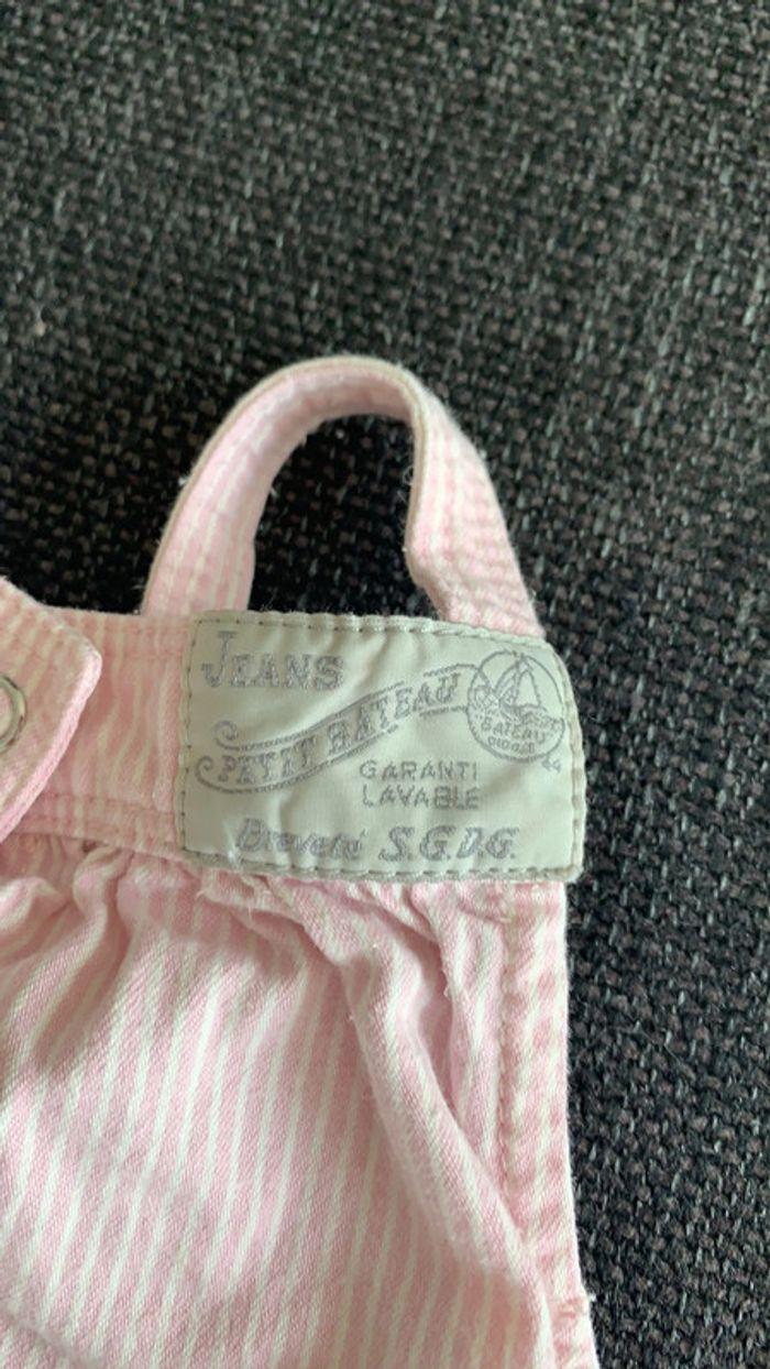 Salopette rayé rose et blanc, petit bateau, 12 mois en très bon état - photo numéro 5