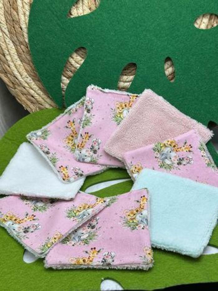 Lingettes lavables lot de 8 motifs savane en  micro  éponge bambou certifiée oeko-tex - photo numéro 2