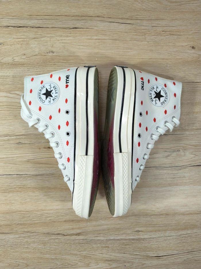 Baskets converse plateforme blanche et rouge Saint Valentin pointure 39 neuves - photo numéro 3