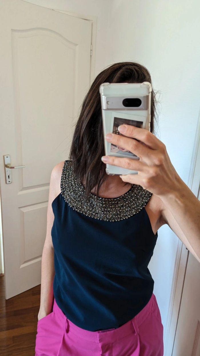 Blouse col rond Vila S bleu marine - photo numéro 1