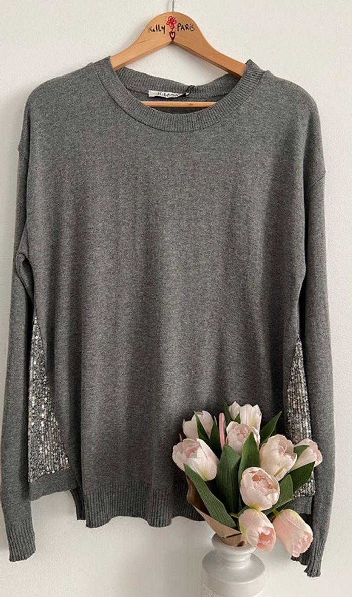 Sublime pull gris foncé détails en sequins 🤍🤍 - photo numéro 1