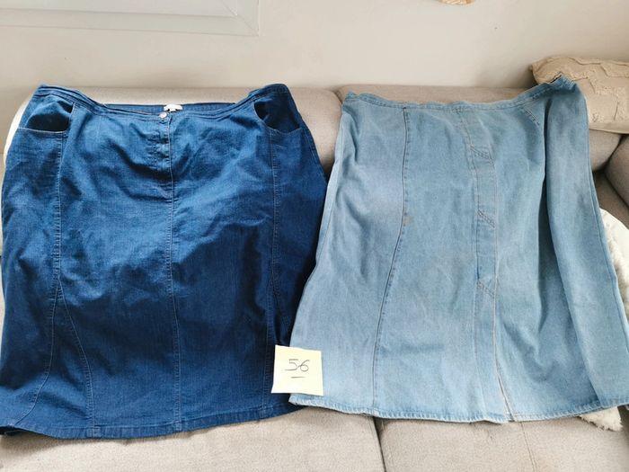 Lot de 2 jupes  en jeans femme taille 56 8XL blancheporte bleu bonheur - photo numéro 1