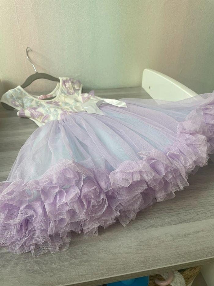 Robe de fête chic lilas à motif papillon en relief bb 3 ans - photo numéro 12