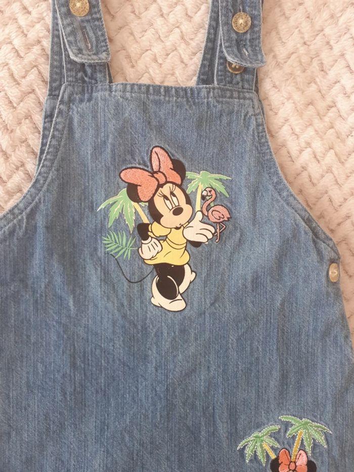 Robe en jean bretelles Minnie Disney 9 mois - photo numéro 3