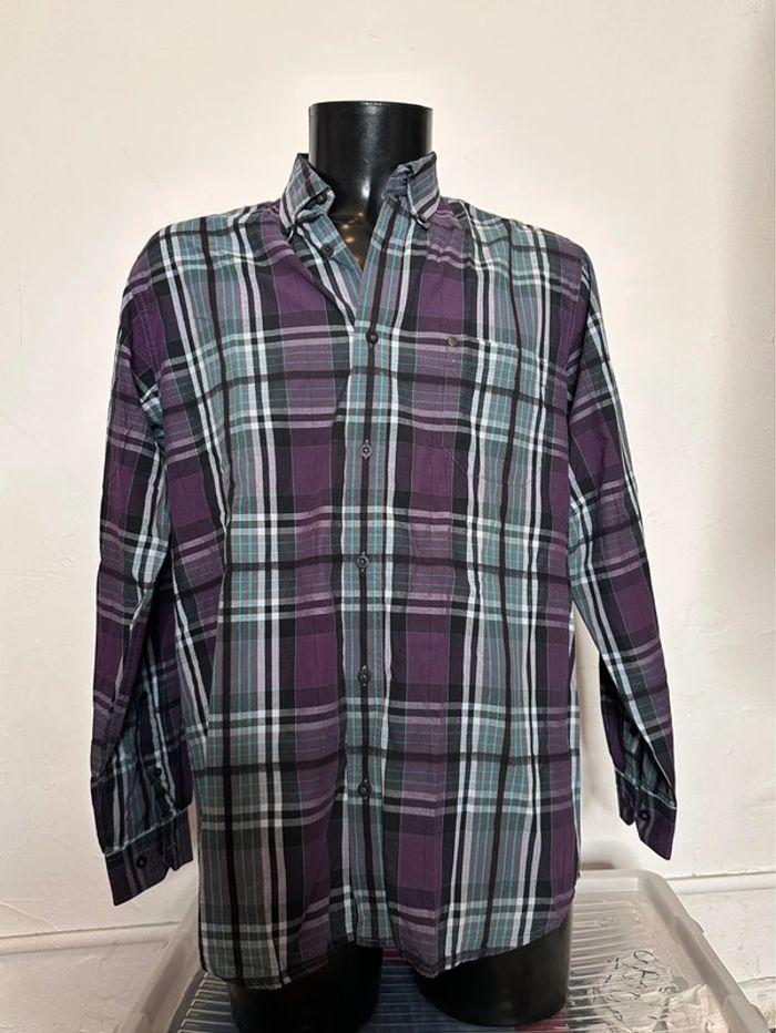 Belle chemise tartan violet TBS taille L - photo numéro 1