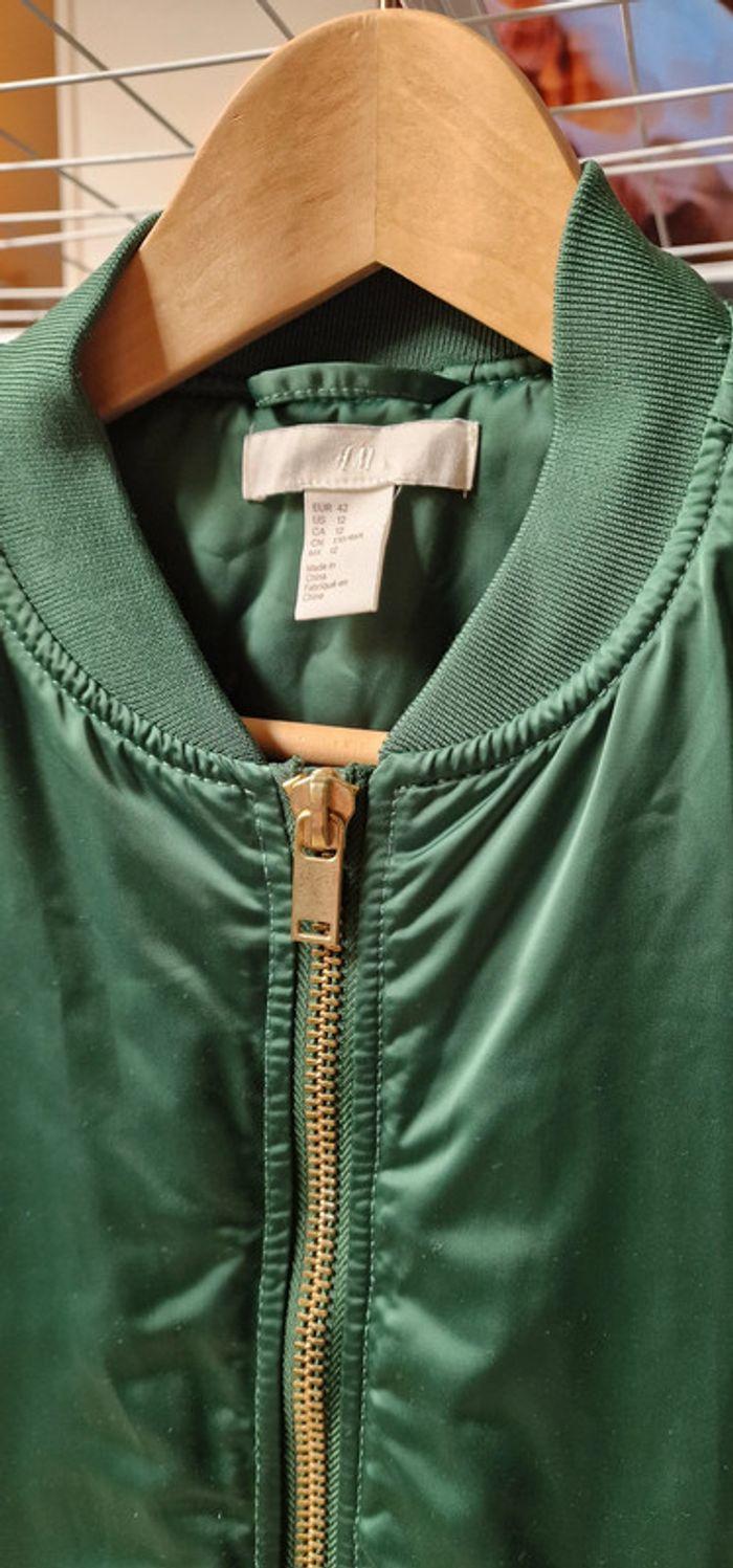 Bombers H&M vert kaki satiné / homme / taille 42 - photo numéro 3