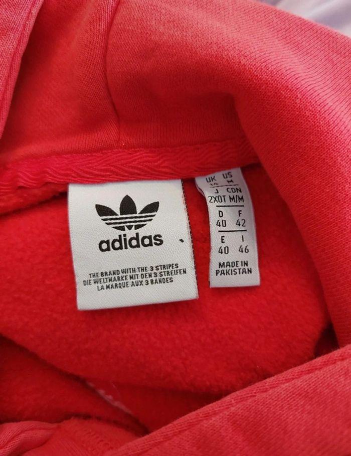 Sweat à Capuche rouge Adidas Taille 40 - photo numéro 3