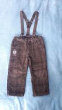 Pantalon garçon velours marron finement côtelé avec bretelles Sergent Major 2 ans