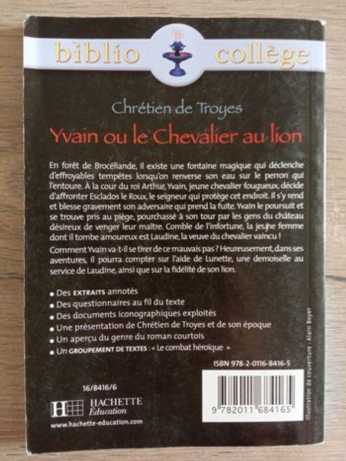 🌸 Livre biblio collège chrétien de Troyes Yvan ou le chevalier au lion 🌸 - photo numéro 2