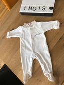 Pyjama velours blanc mixte 1 mois