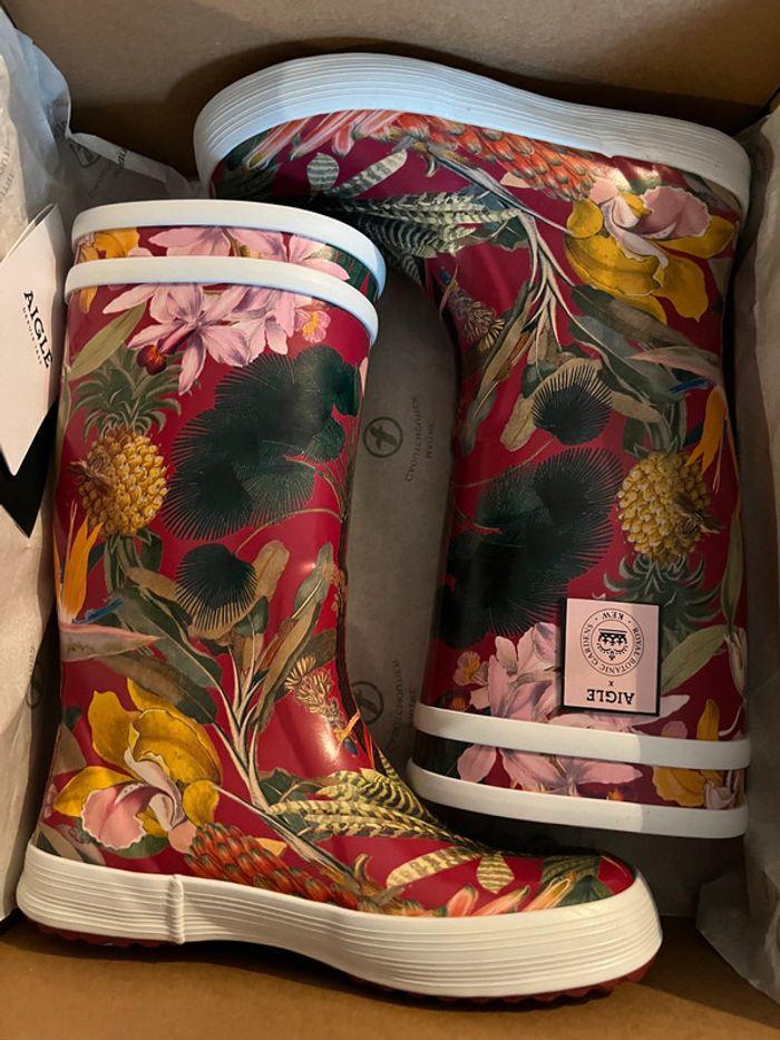 Bottes pluie aigle 28 fleurs roses - photo numéro 1