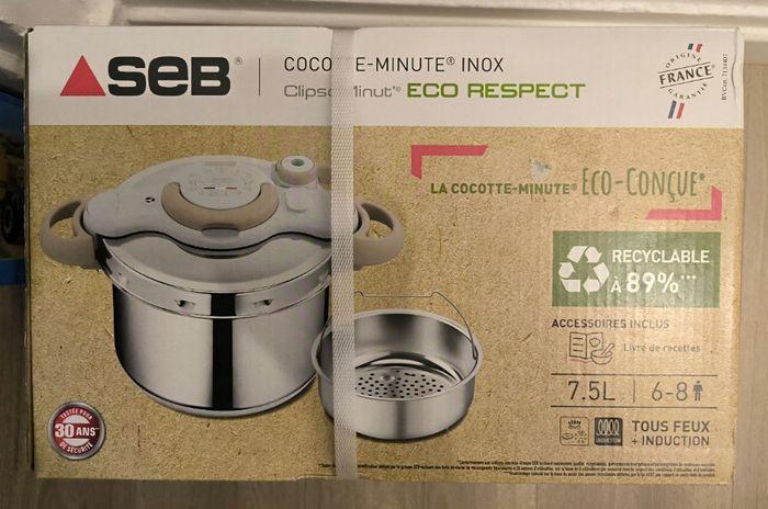 Seb P4624871 Clipso Minut Eco Respect Cocotte-Minute 7.5l. Autocuiseur Induction. 90% Recyclable. Cuisson Rapide. Fabriqué En France - photo numéro 1