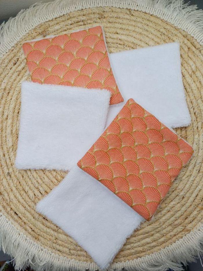 Lot de 5 lingettes lavables - Orange et doré - photo numéro 3