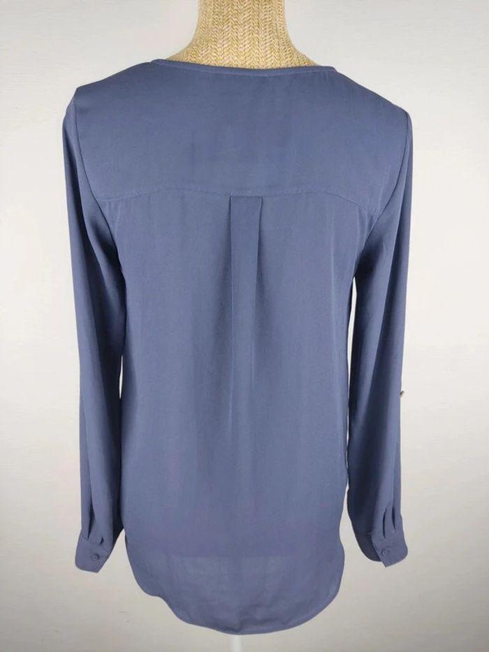 Blouse manches longues col à lacets bleu gris taille 36 Yessica neuve - photo numéro 2