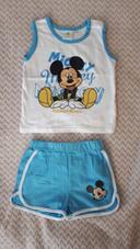 Ensemble débardeur et short blanc bleu Mickey Disney 12 mois