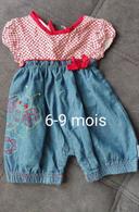 Combishort barboteuse bébé 6-9 mois tbe