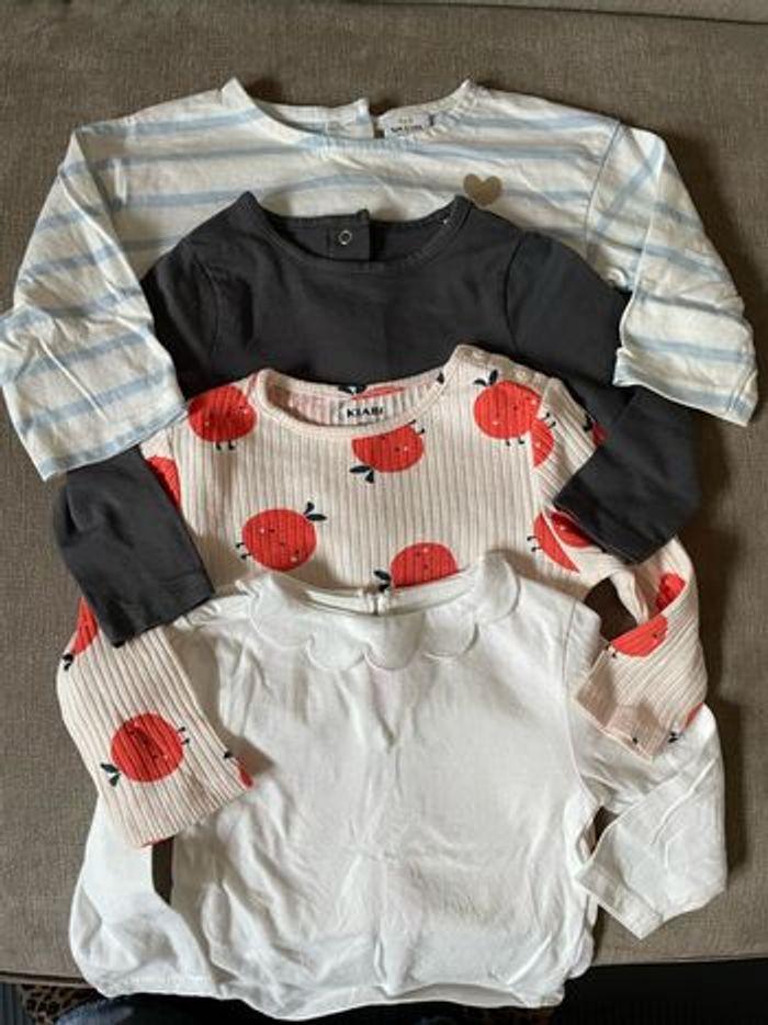 Lot 4 tee shirts bebe fille 9 mois - photo numéro 1