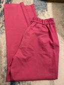 Pantalon droit taille haute rose