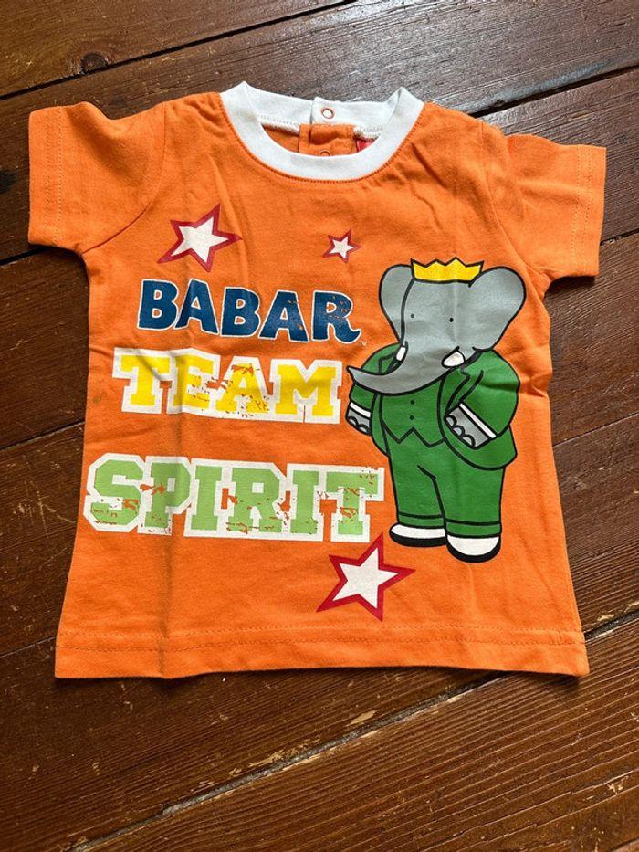 T-shirt Babar manches courtes orange 6 mois - photo numéro 1