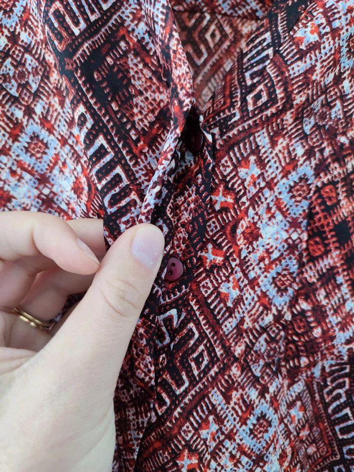 Blouse chemisier bordeaux à motif vintage - photo numéro 3