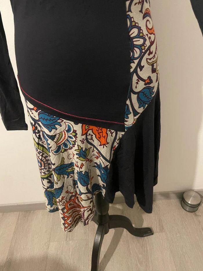 Robe à manches longues gris à motifs multicolore bas asymétrique rainbow taille 36/38 - photo numéro 3